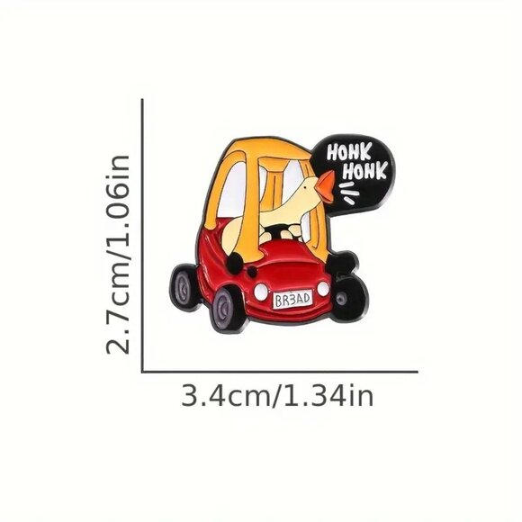 Duck Enamel Pin Honk Honk Tikes Car Funny Little Cartoon Goose Brooch Backpack - Picture 3 of 3